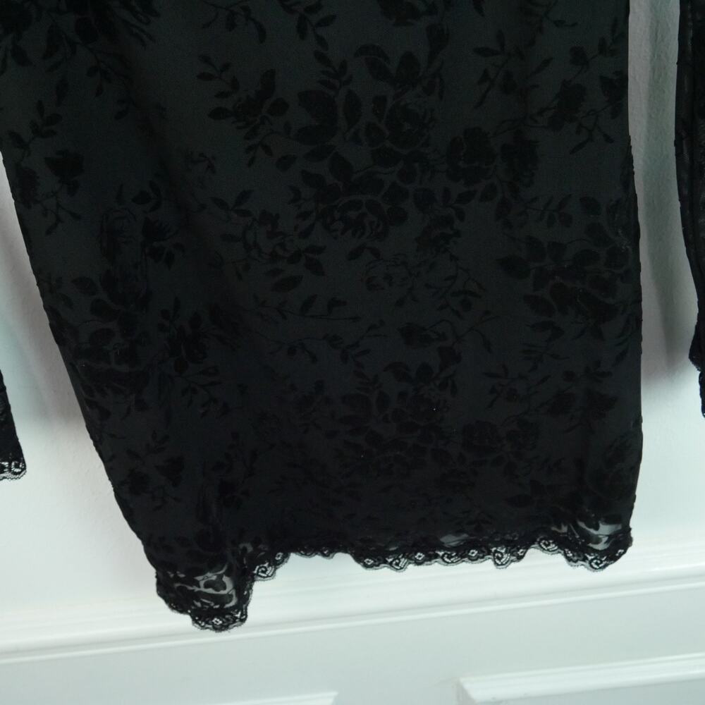 Dolls Kill Widow Cut Class Mesh Mini Dress XL Floral Goth Black Puff Sleeve - Picture 6 of 9